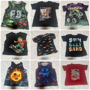 Bundle of (9) Graphic Tees and Tanks Tops Boys Kids 6y